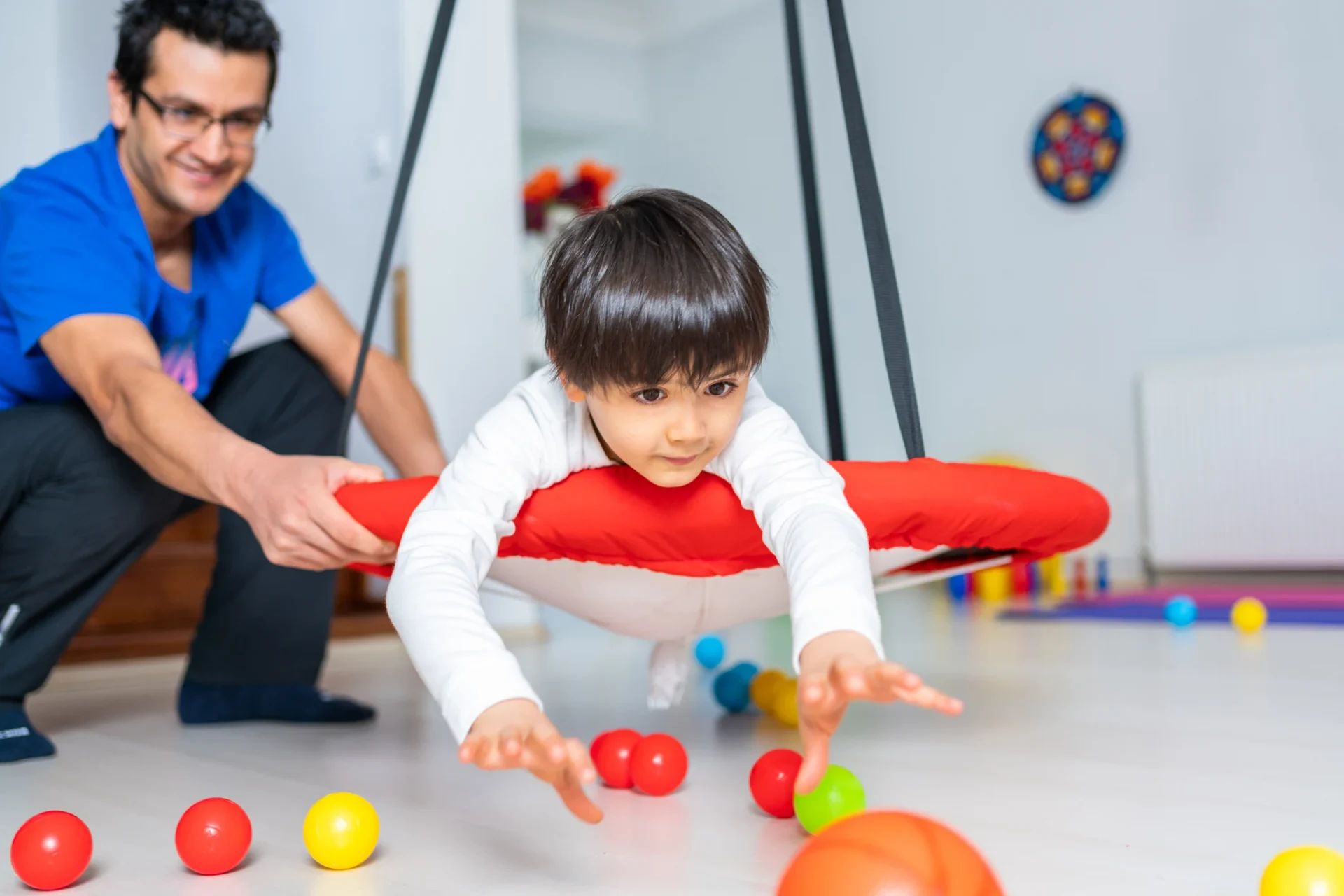 Occupational therapy treatment session on screening development of kids. Concept for pediatric clinic, pediatrician and learning.Pediatric Occupational Therapy